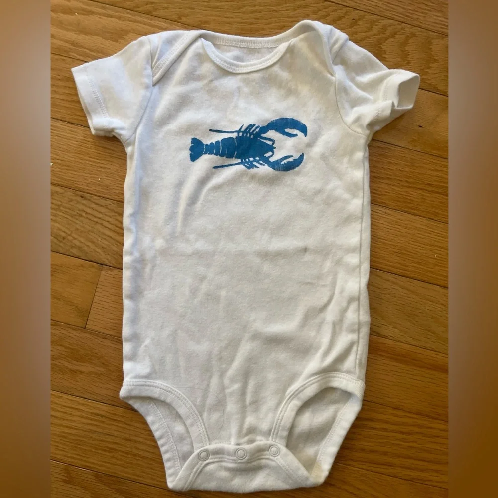 Carter's White Bodysuit with Blue Lobster Design